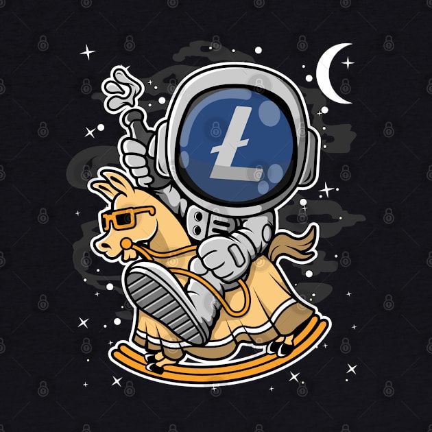 Astronaut Horse Litecoin LTC Coin To The Moon Crypto Token Cryptocurrency Blockchain Wallet Birthday Gift For Men Women Kids by Thingking About